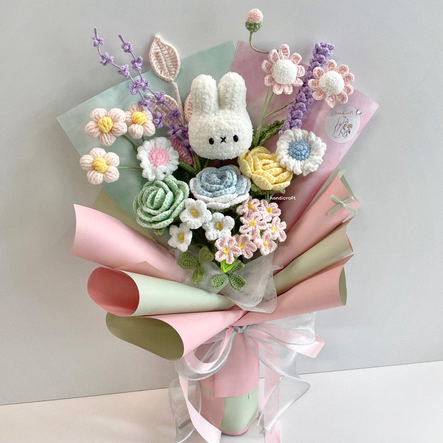 handicroft handmade crochet pastel flower bouquet miffy's pastel playground