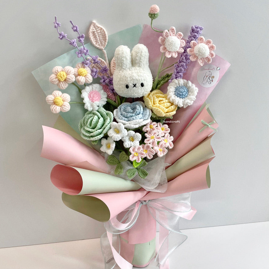 handicroft handmade crochet pastel flower bouquet miffy's pastel playground