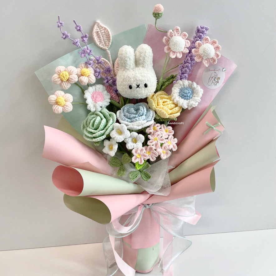 handicroft handmade crochet pastel flower bouquet miffy's pastel playground