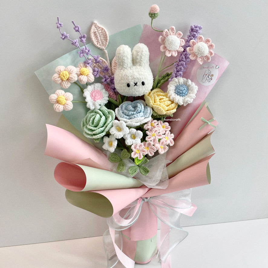 handicroft handmade crochet pastel flower bouquet miffy's pastel playground