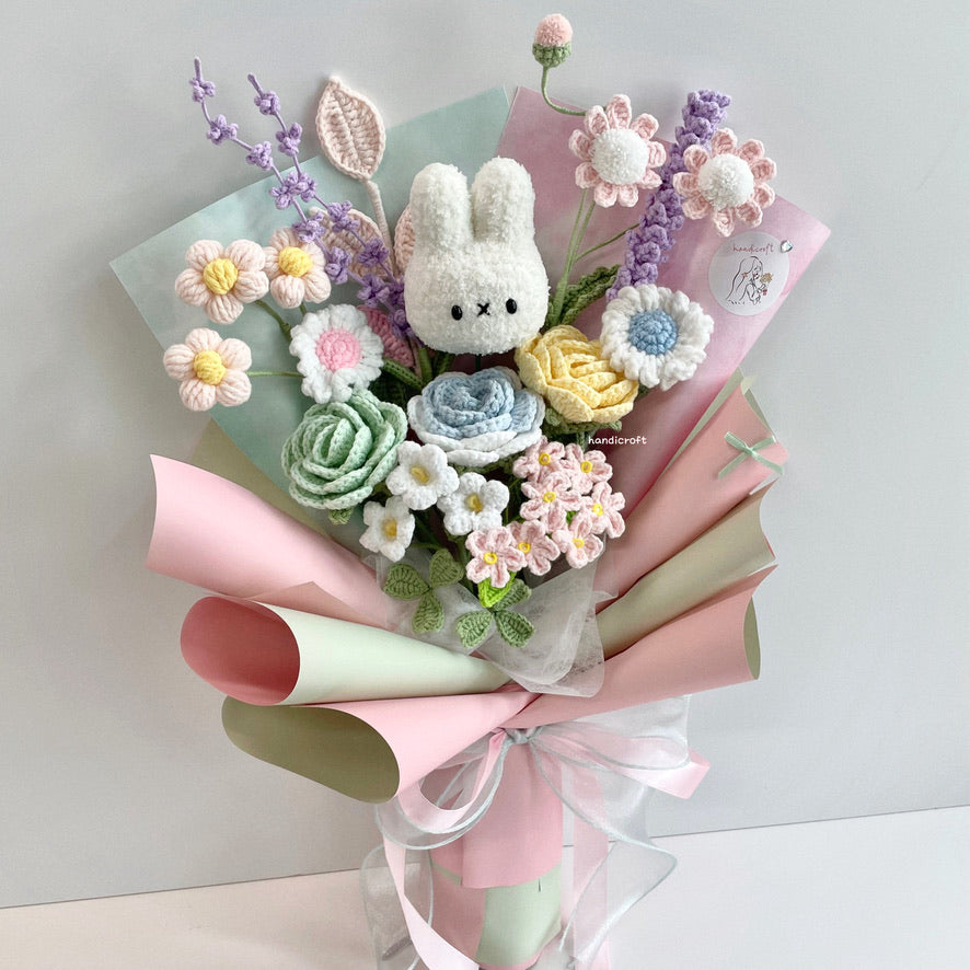 handicroft handmade crochet pastel flower bouquet miffy's pastel playground