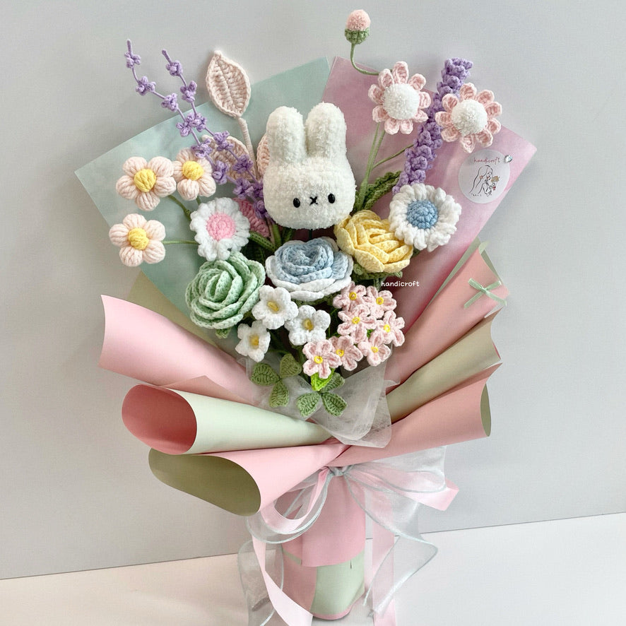 handicroft handmade crochet pastel flower bouquet miffy's pastel playground