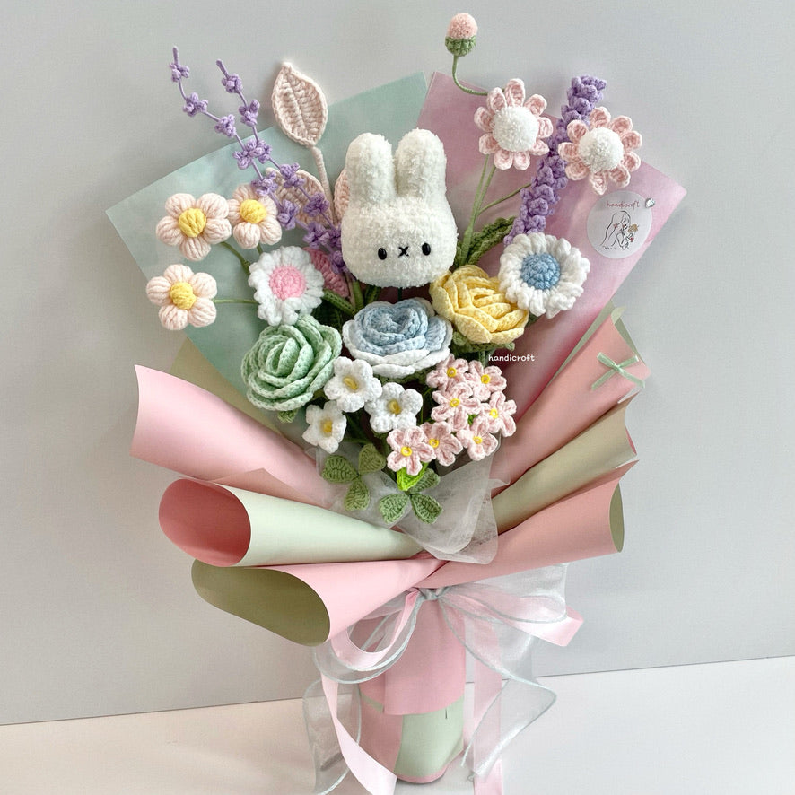 handicroft handmade crochet pastel flower bouquet miffy's pastel playground