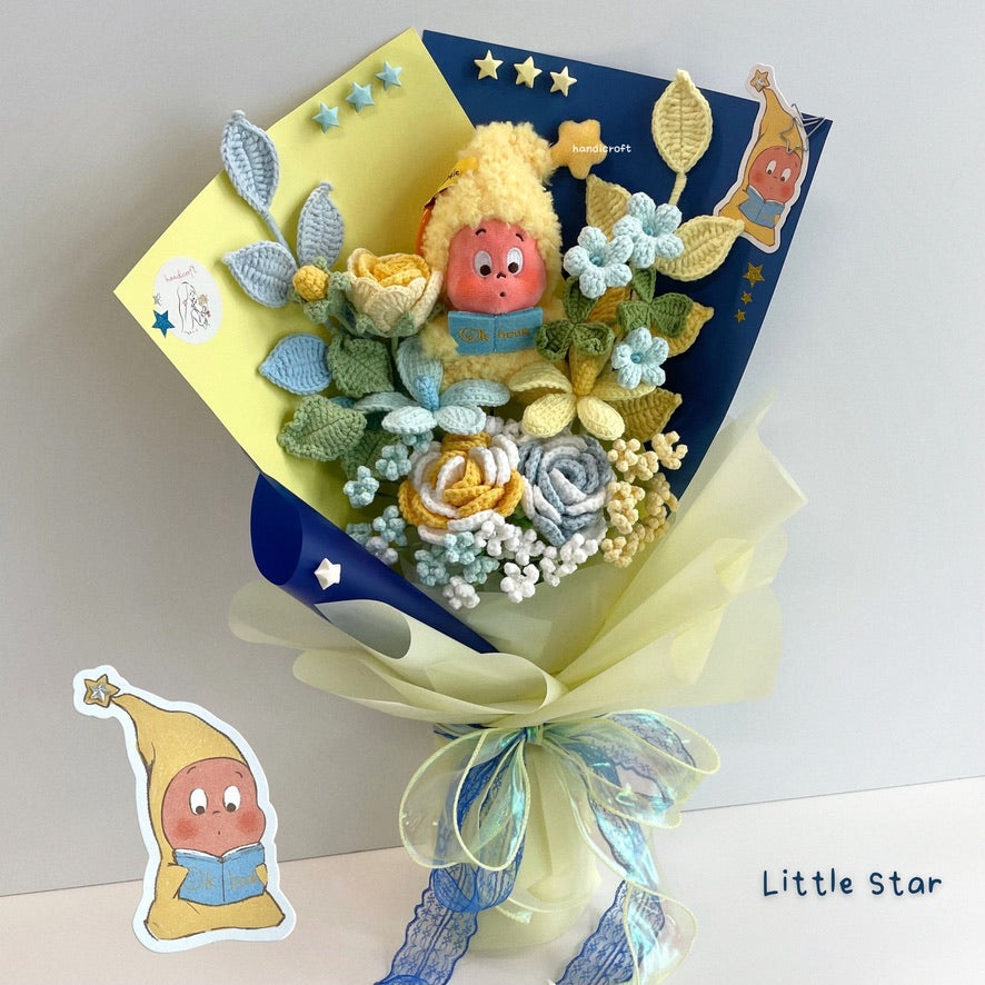 handicroft handmade crochet pop mart We are Twinkle Twinkle Series Plush Pendant Blind Box flower bouquet stars in bloom Little Star