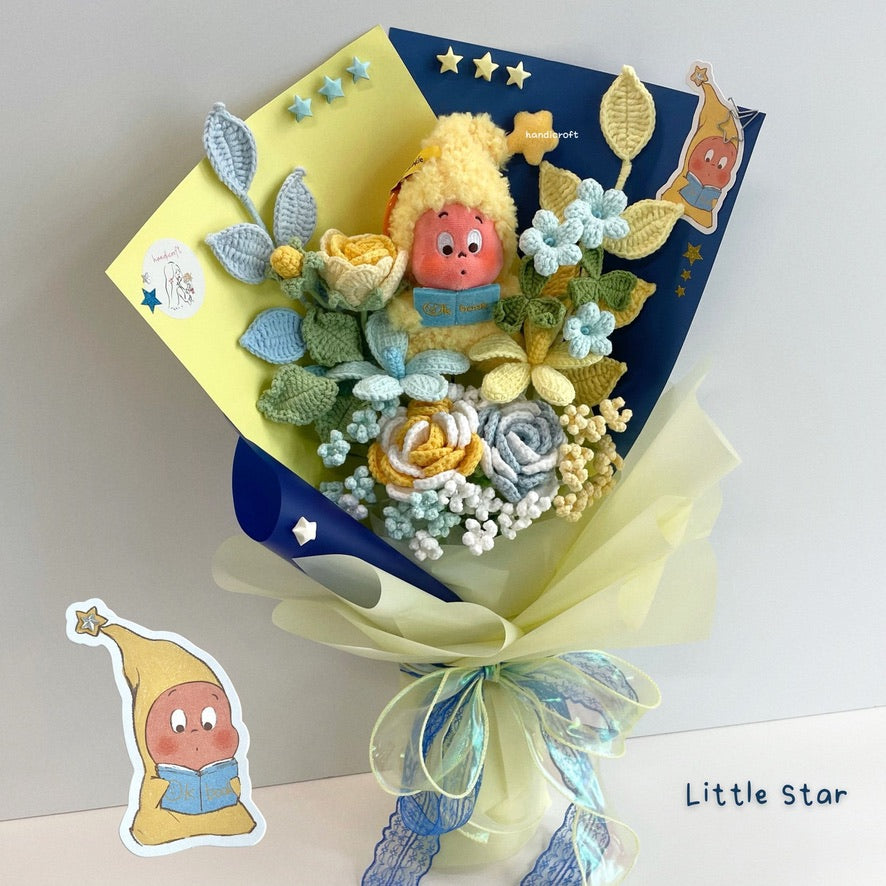 handicroft handmade crochet pop mart We are Twinkle Twinkle Series Plush Pendant Blind Box flower bouquet stars in bloom Little Star