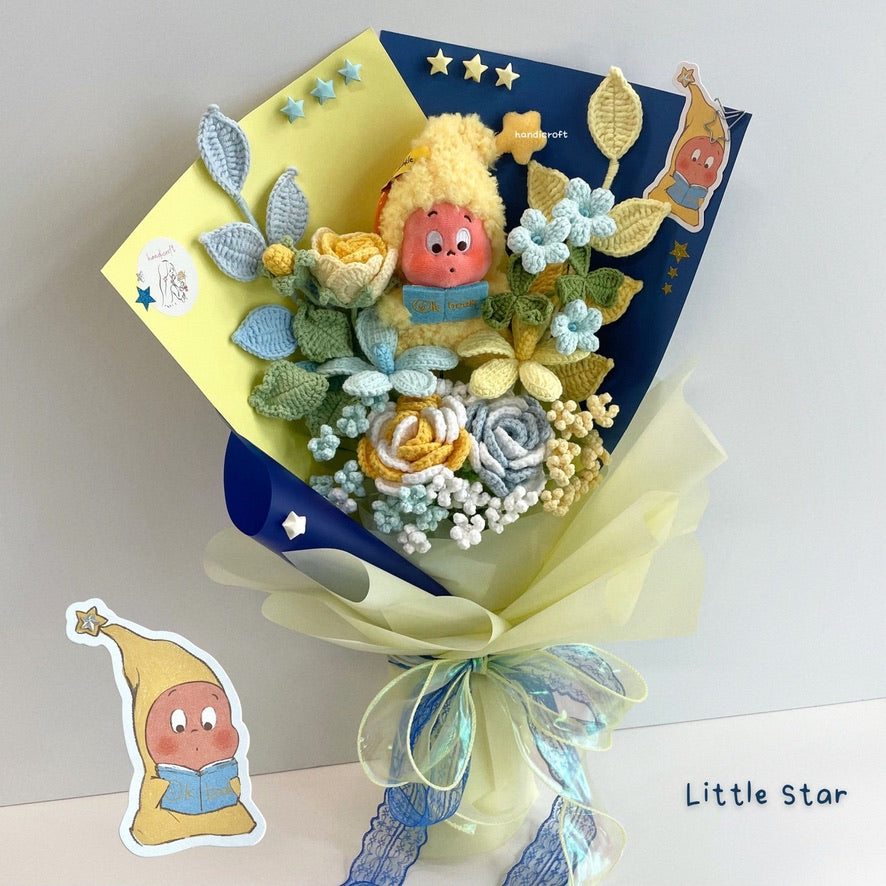 handicroft handmade crochet pop mart We are Twinkle Twinkle Series Plush Pendant Blind Box flower bouquet stars in bloom Little Star