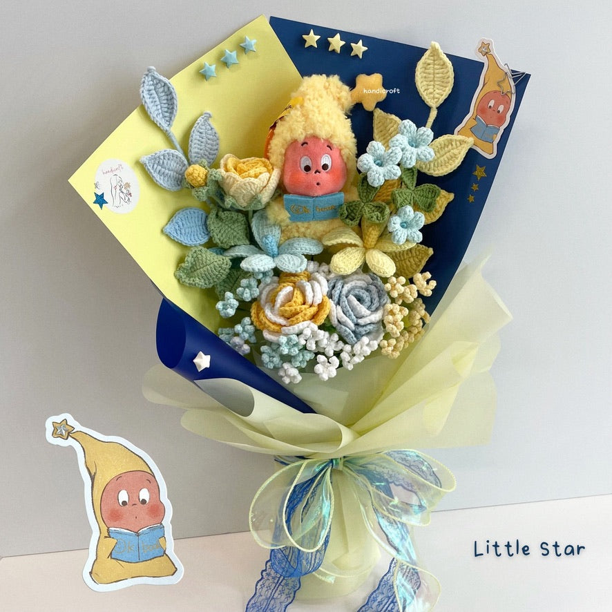 handicroft handmade crochet pop mart We are Twinkle Twinkle Series Plush Pendant Blind Box flower bouquet stars in bloom Little Star