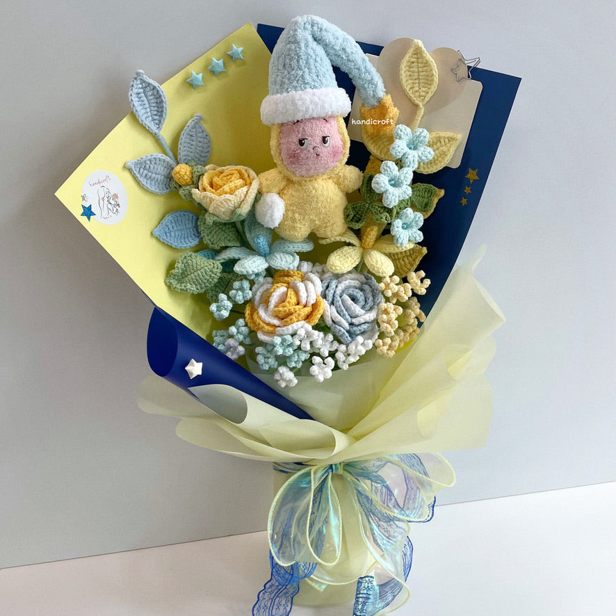 handicroft handmade crochet pop mart We are Twinkle Twinkle Series Plush Pendant Blind Box flower bouquet yawn under the stars Little Yawn