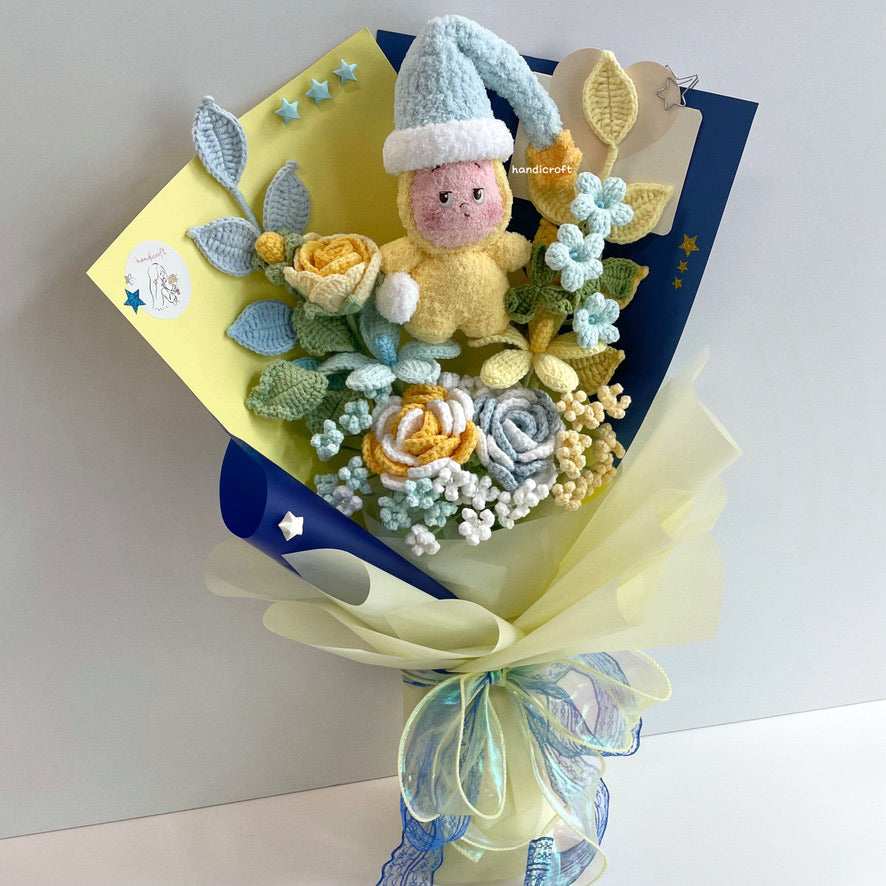 handicroft handmade crochet pop mart We are Twinkle Twinkle Series Plush Pendant Blind Box flower bouquet yawn under the stars Little Yawn