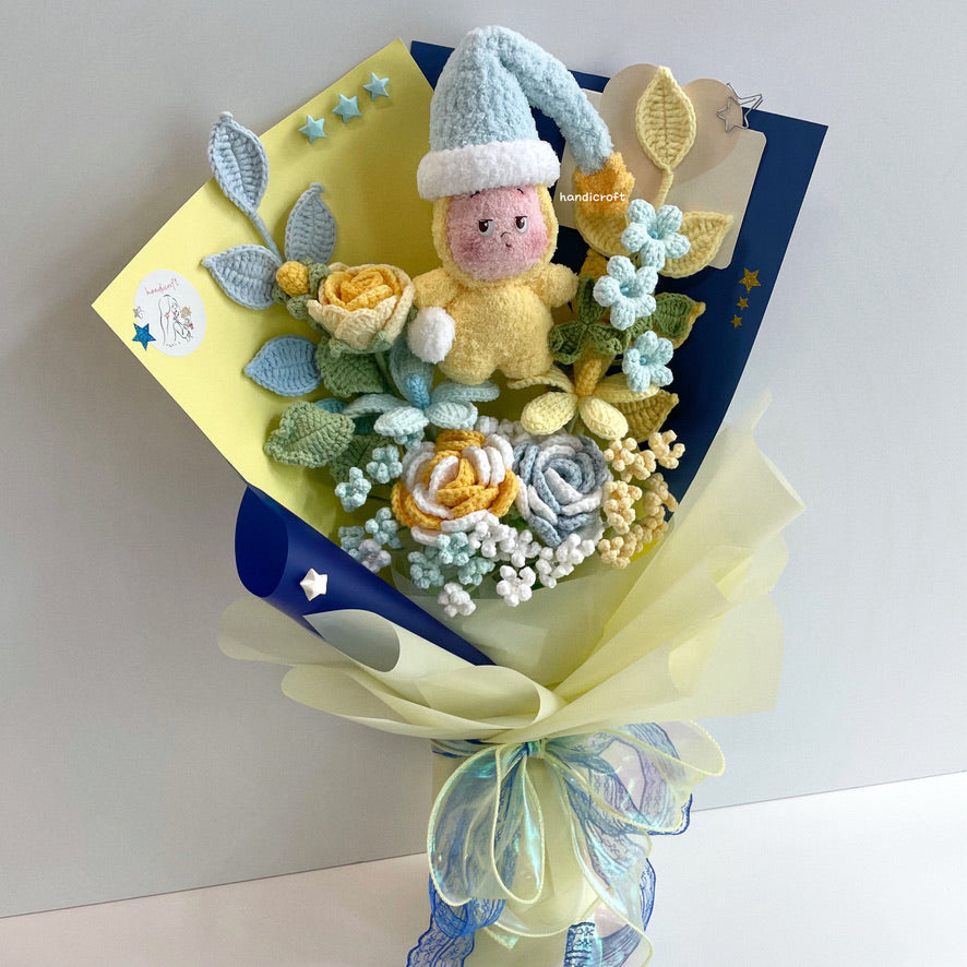 handicroft handmade crochet pop mart We are Twinkle Twinkle Series Plush Pendant Blind Box flower bouquet yawn under the stars Little Yawn