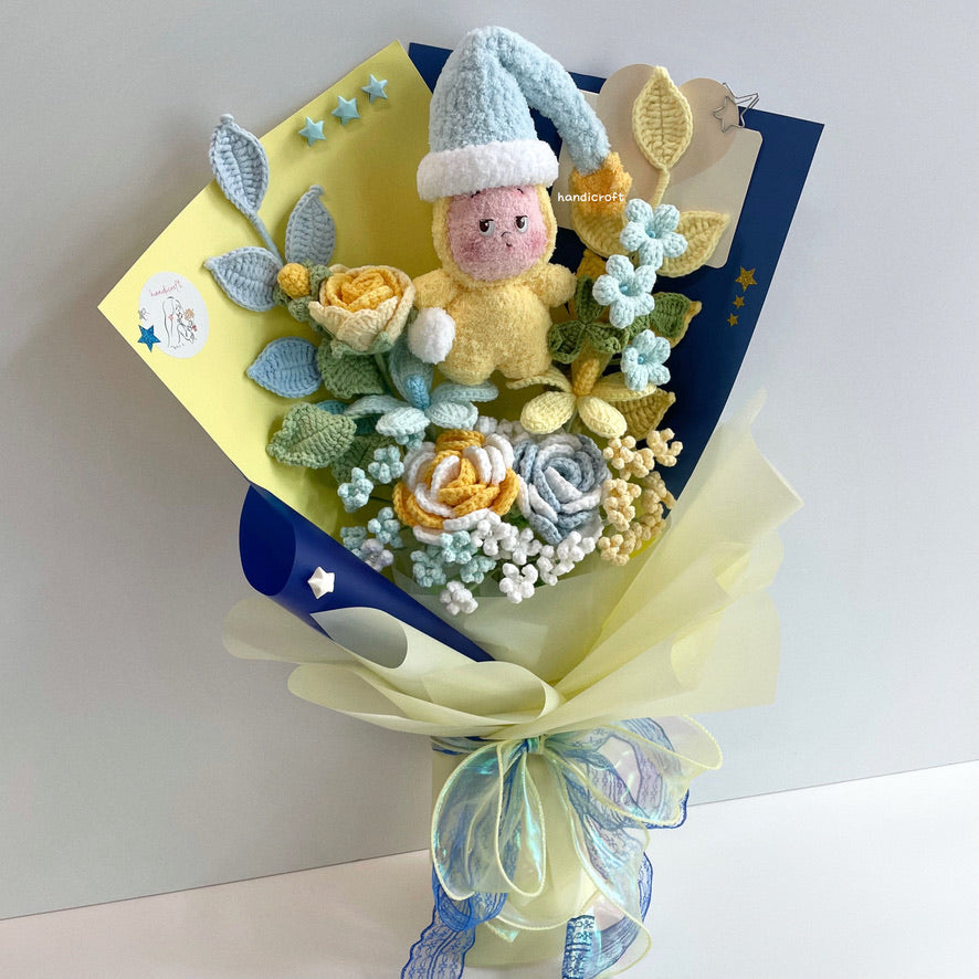 handicroft handmade crochet pop mart We are Twinkle Twinkle Series Plush Pendant Blind Box flower bouquet yawn under the stars Little Yawn
