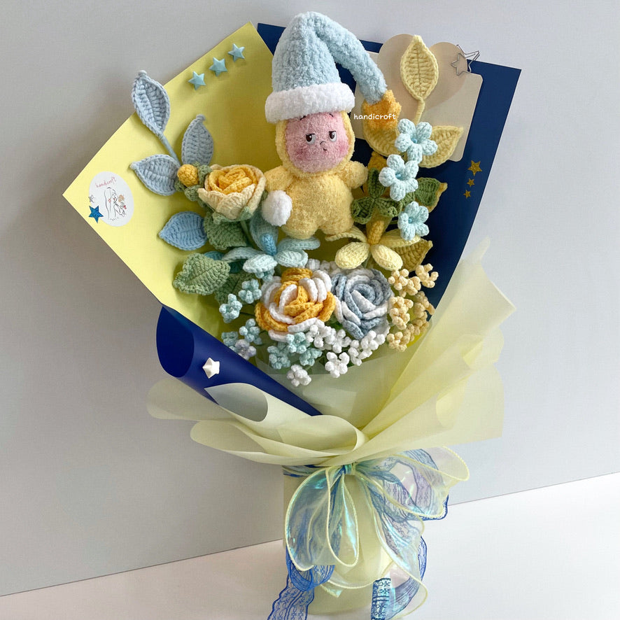 handicroft handmade crochet pop mart We are Twinkle Twinkle Series Plush Pendant Blind Box flower bouquet yawn under the stars Little Yawn