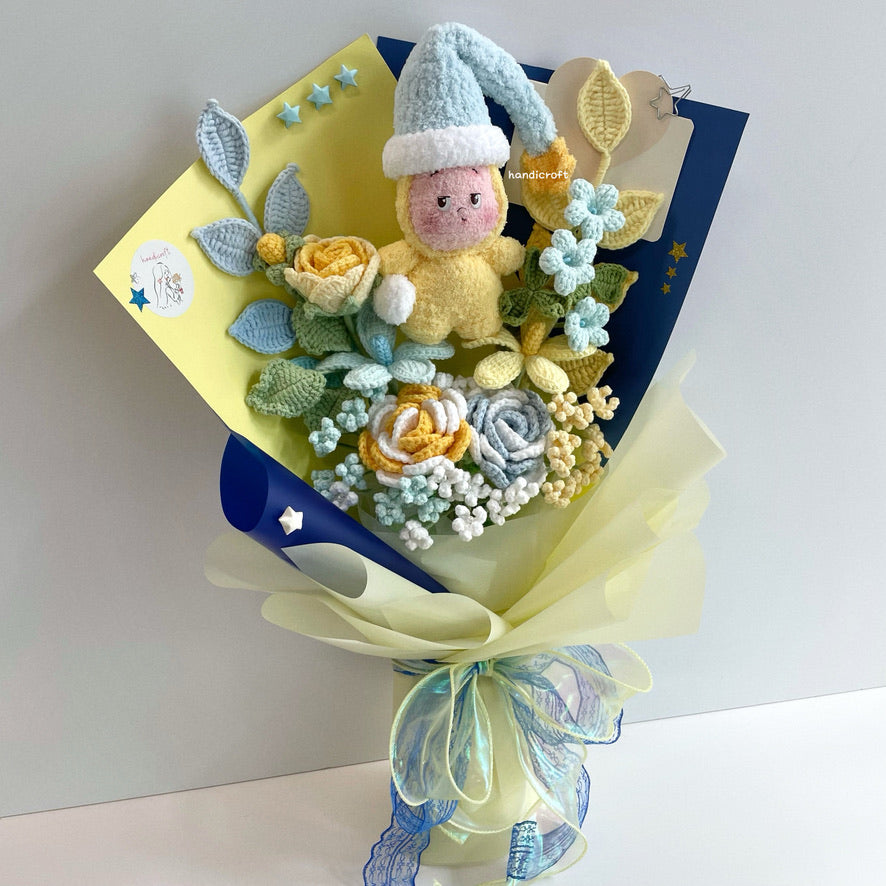 handicroft handmade crochet pop mart We are Twinkle Twinkle Series Plush Pendant Blind Box flower bouquet yawn under the stars Little Yawn