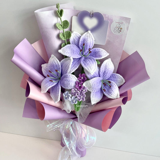 handicroft handmade crochet purple lily flower bouquet lily love poem twilight edition