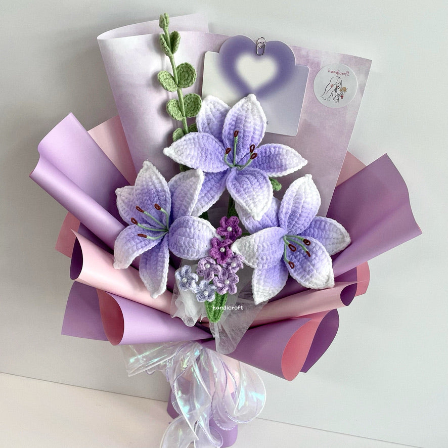 handicroft handmade crochet purple lily flower bouquet lily love poem twilight edition