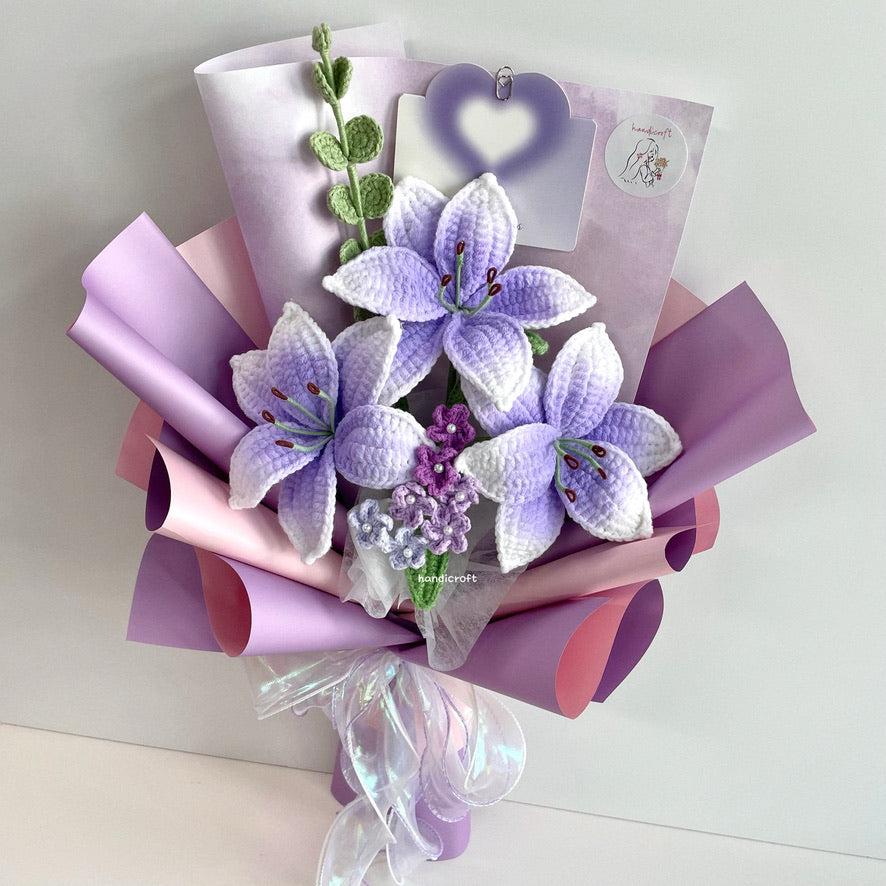 handicroft handmade crochet purple lily flower bouquet lily love poem twilight edition