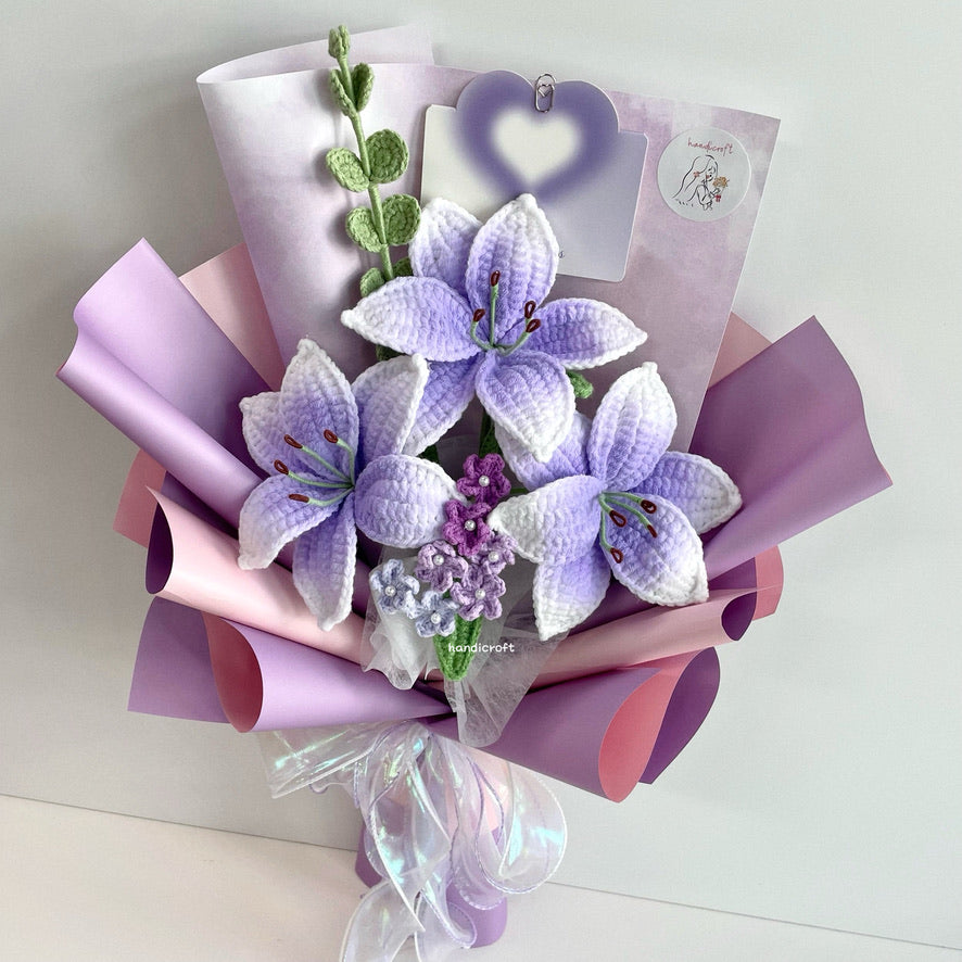 handicroft handmade crochet purple lily flower bouquet lily love poem twilight edition