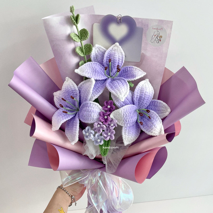 handicroft handmade crochet purple lily flower bouquet lily love poem twilight edition
