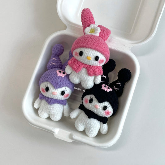 handicroft handmade crochet rabbit bunny sweet trouble club amigurumi keychain