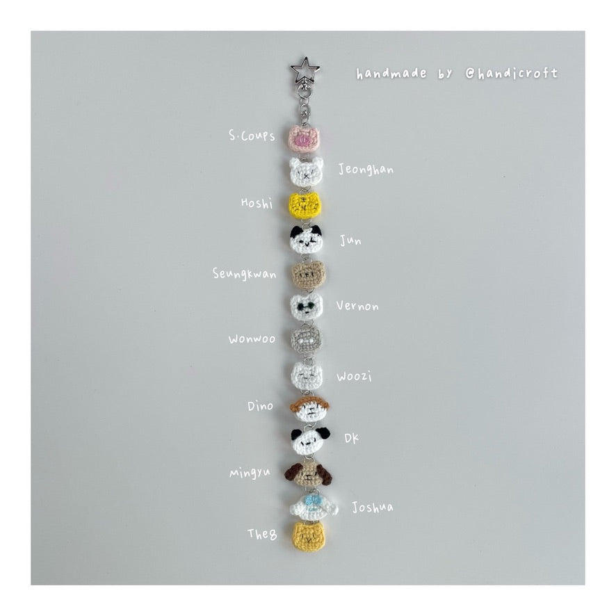 handicroft handmade crochet seventeen svt mini plush amigurumi carat charm hanging keychain