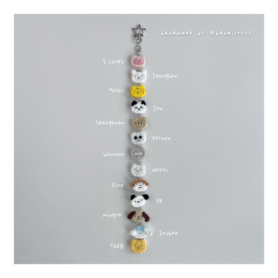 handicroft handmade crochet seventeen svt mini plush amigurumi carat charm hanging keychain
