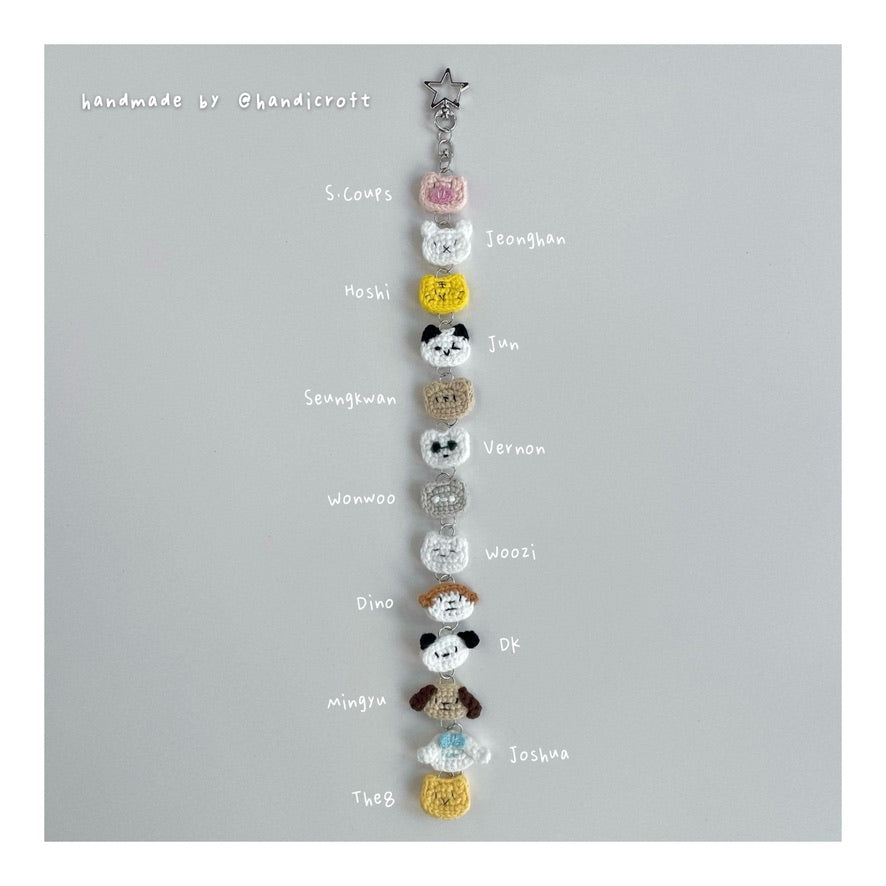 handicroft handmade crochet seventeen svt mini plush amigurumi carat charm hanging keychain