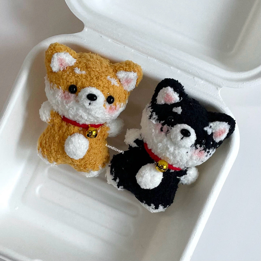 handicroft handmade crochet shiba inu dog amigurumi plush keychain

