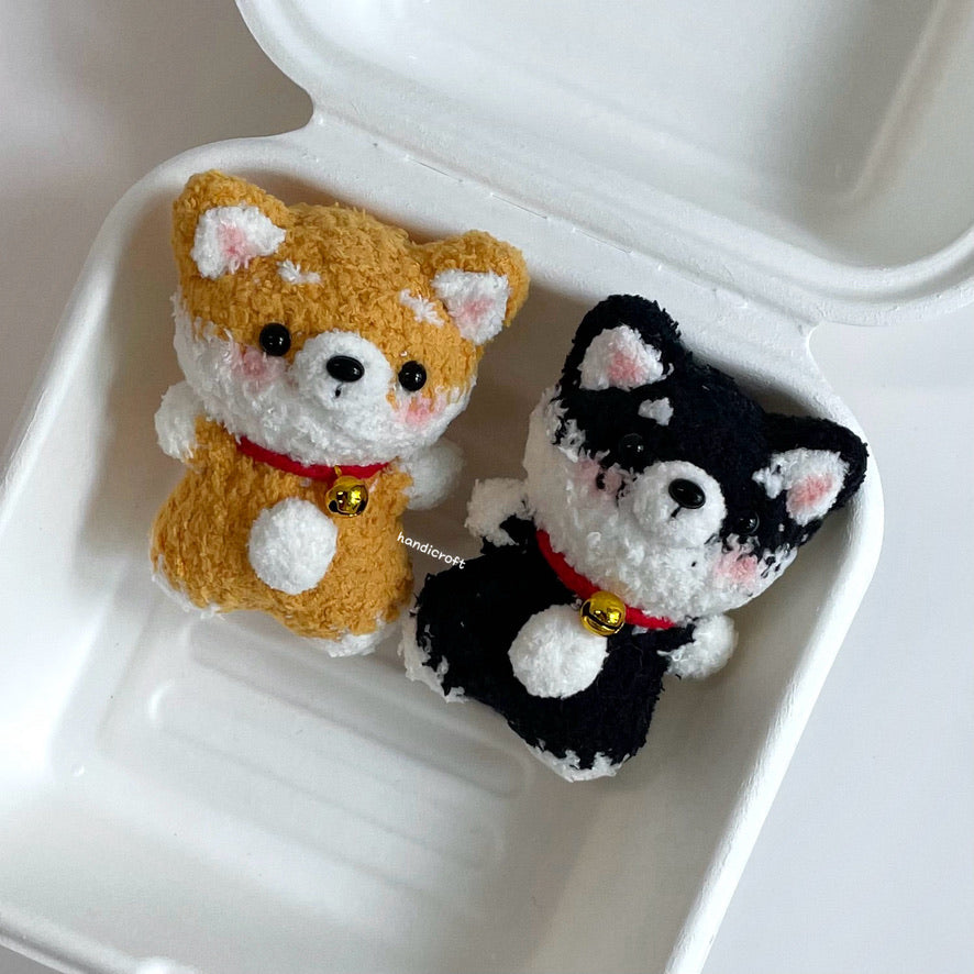 handicroft handmade crochet shiba inu dog amigurumi plush keychain


