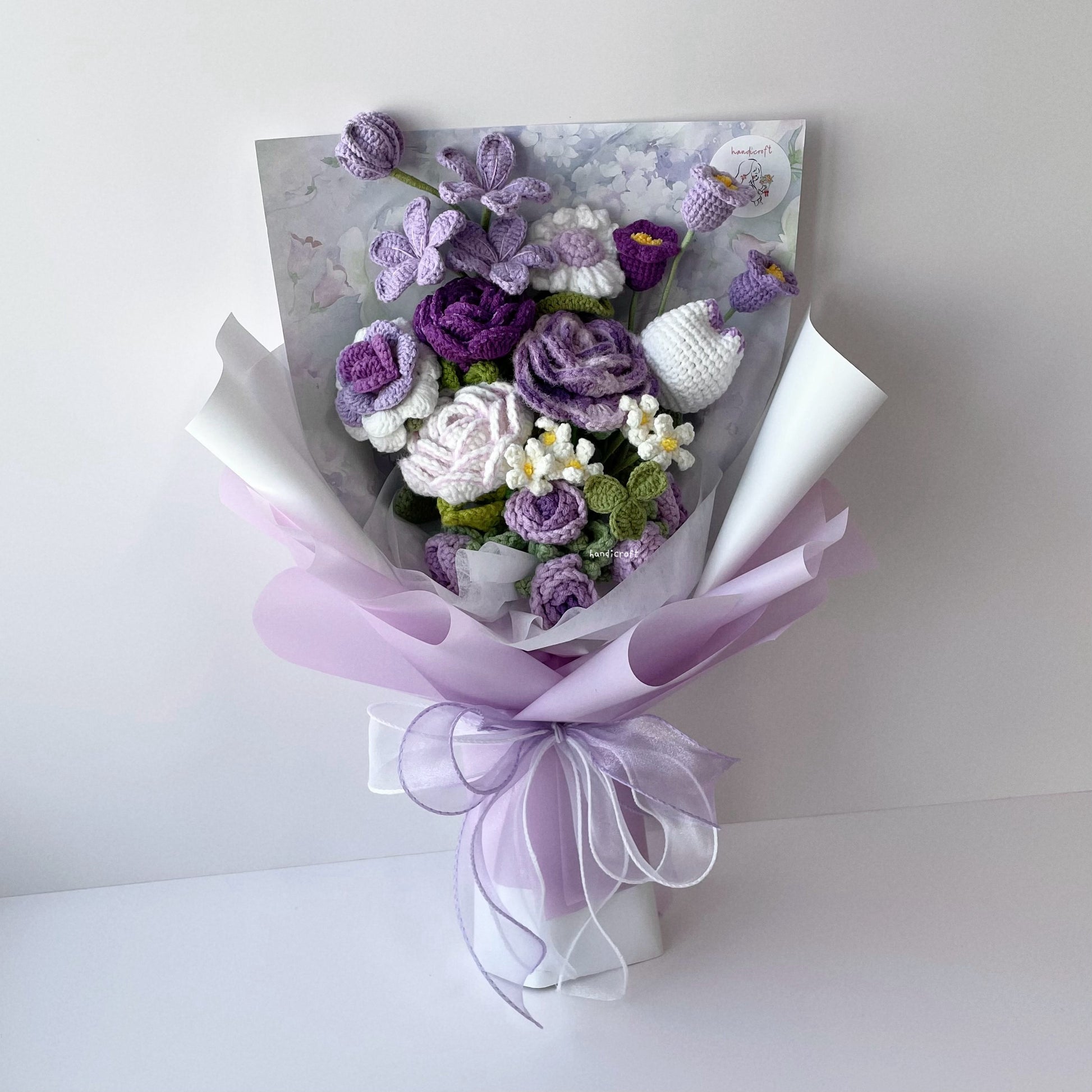 handicroft handmade crochet special flower bouquet a love like this purple