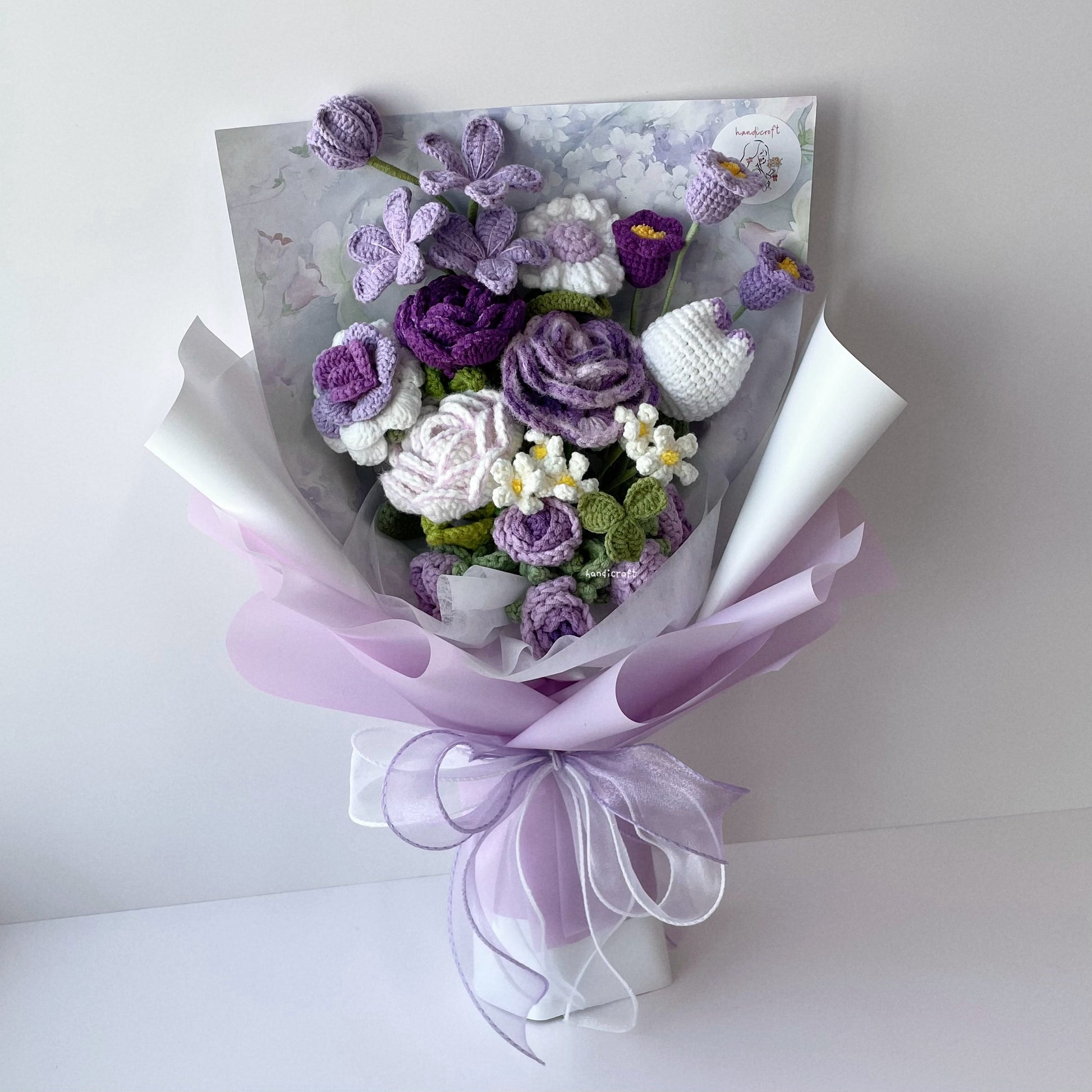handicroft handmade crochet special flower bouquet a love like this purple