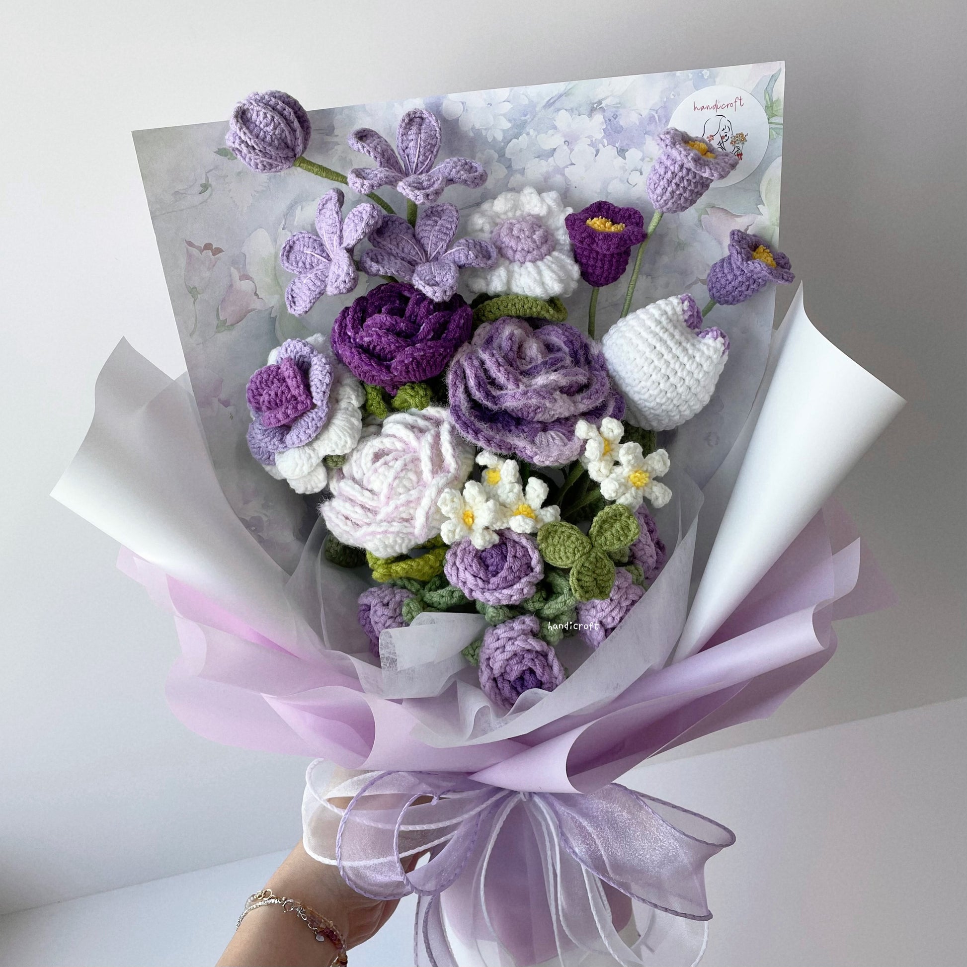 handicroft handmade crochet special flower bouquet a love like this purple