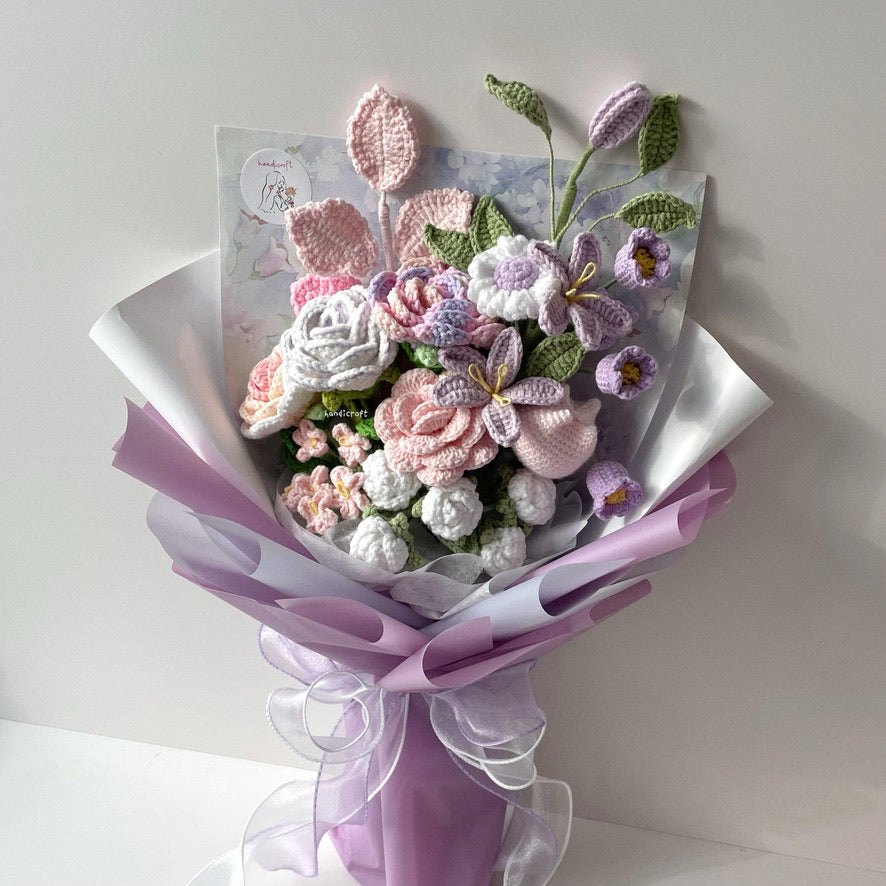 handicroft handmade crochet special pastel flower bouquet a dream like this