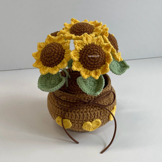 handicroft handmade crochet sunflower potted plant flower pot a pot of sunshine