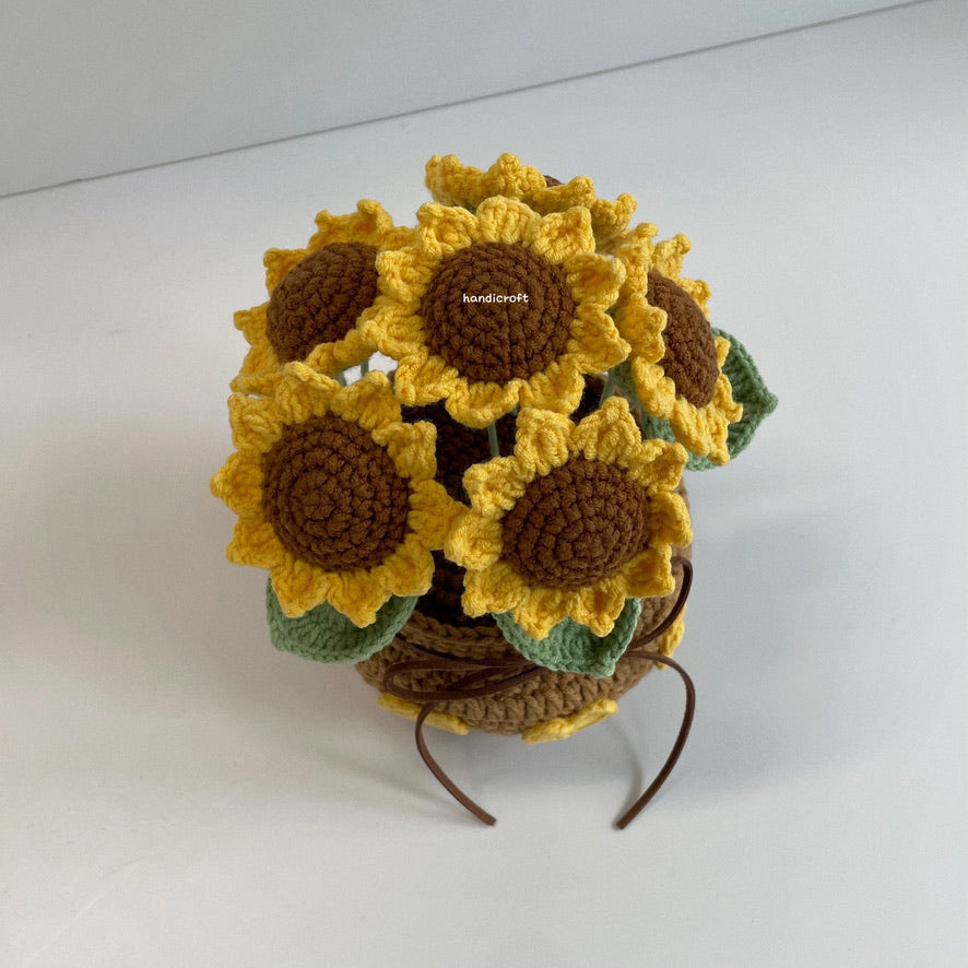 handicroft handmade crochet sunflower potted plant flower pot a pot of sunshine