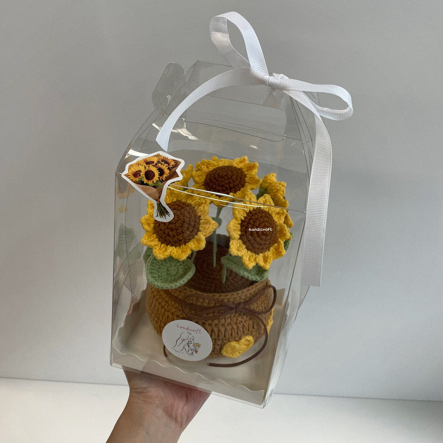 handicroft handmade crochet sunflower potted plant flower pot a pot of sunshine
