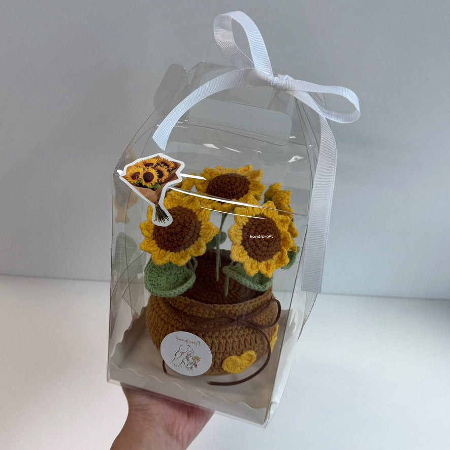 handicroft handmade crochet sunflower potted plant flower pot a pot of sunshine