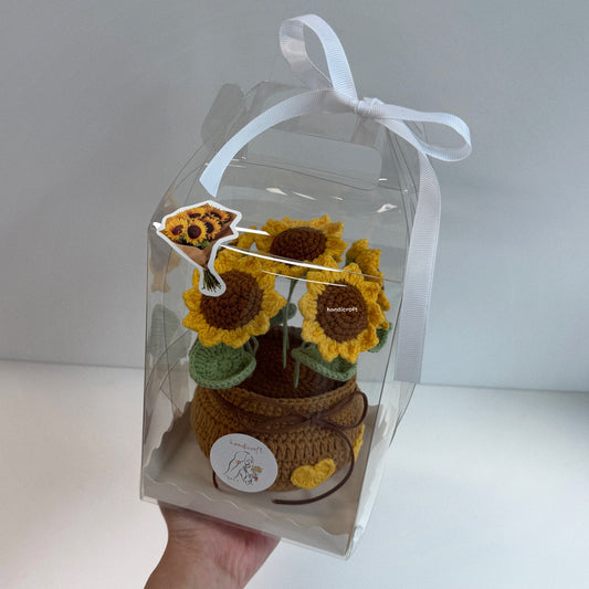 handicroft handmade crochet sunflower potted plant flower pot a pot of sunshine