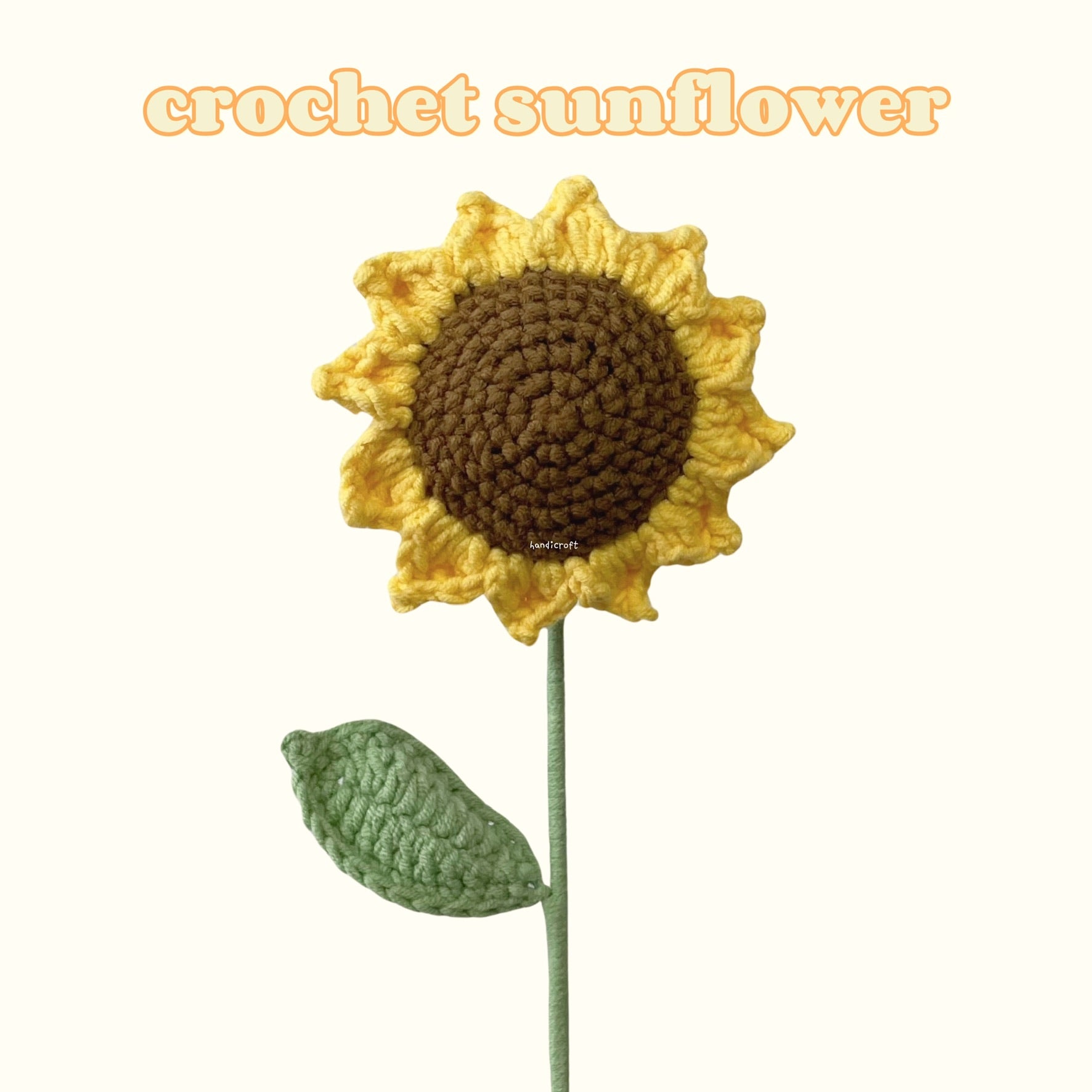 handicroft handmade crochet sunflower single stalk