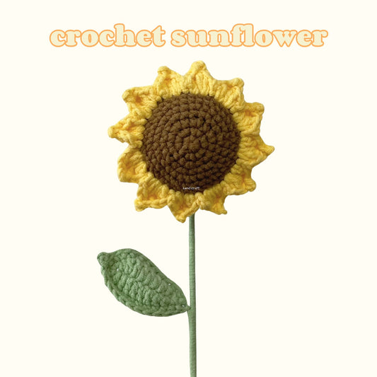 handicroft handmade crochet sunflower single stalk