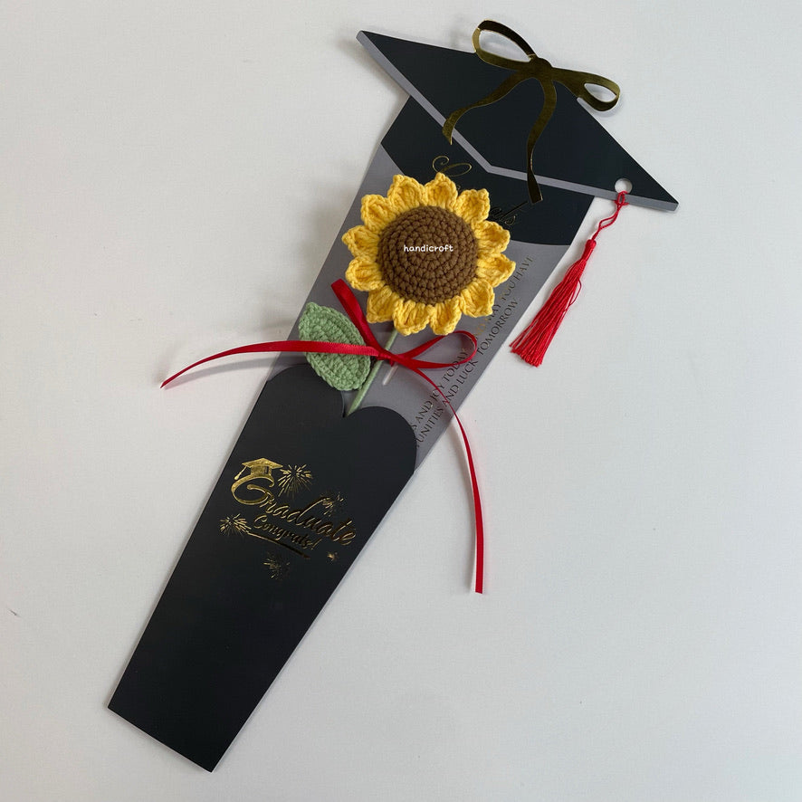 handicroft handmade crochet sunflower single stalk flower bouquet sunflower scholar