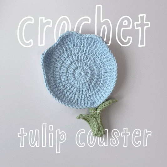 handicroft handmade crochet tulip flower cup coasters