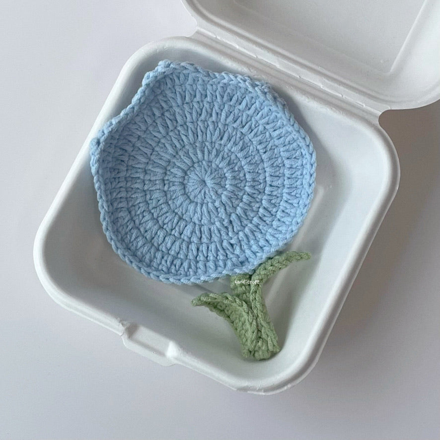 handicroft handmade crochet tulip flower cup coasters