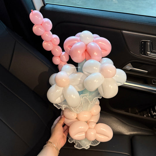 handicroft pastel flower balloon bouquet in 8 colours bubble bloom pink