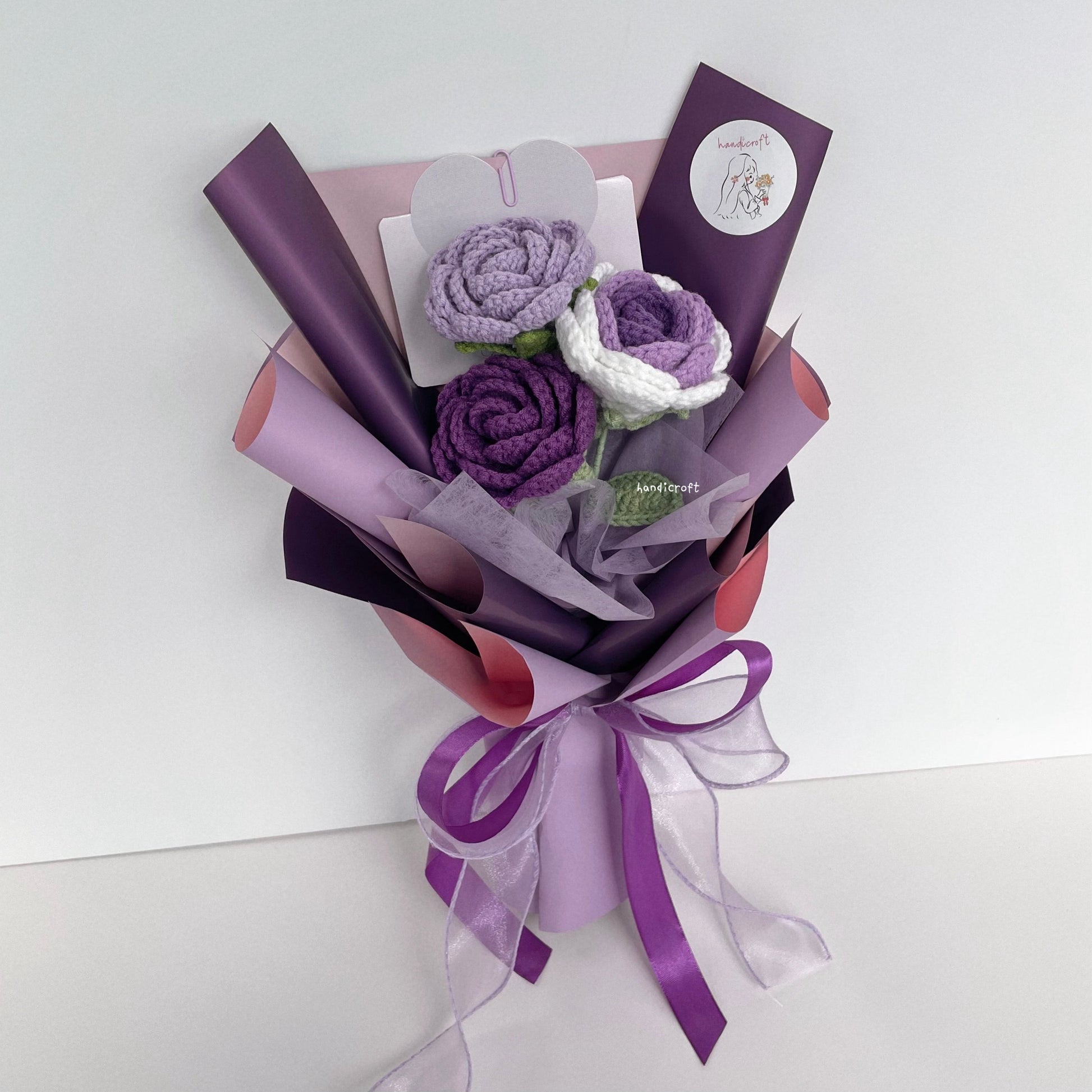 handicroft singapore handmade crochet affordable flower bouquet trinity rose