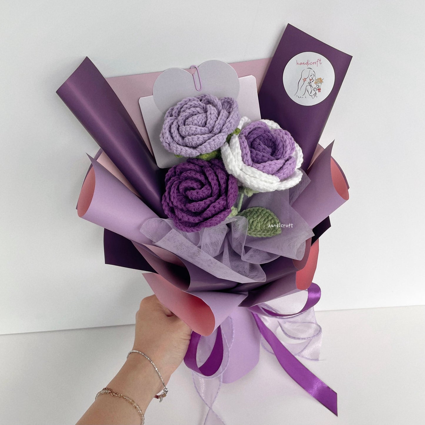 handicroft singapore handmade crochet affordable flower bouquet trinity rose