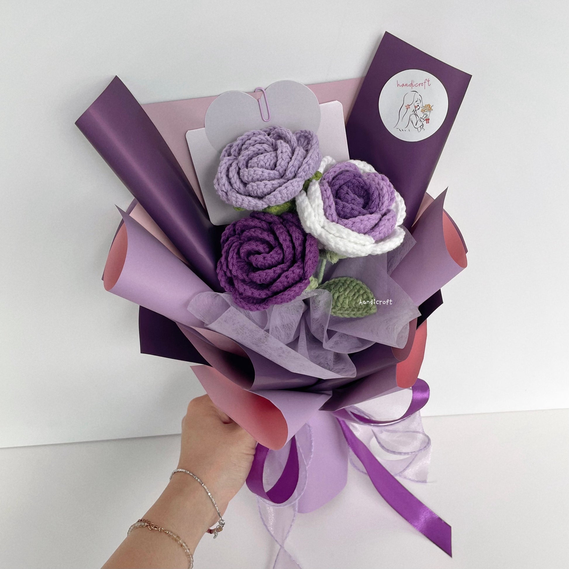 handicroft singapore handmade crochet affordable flower bouquet trinity rose