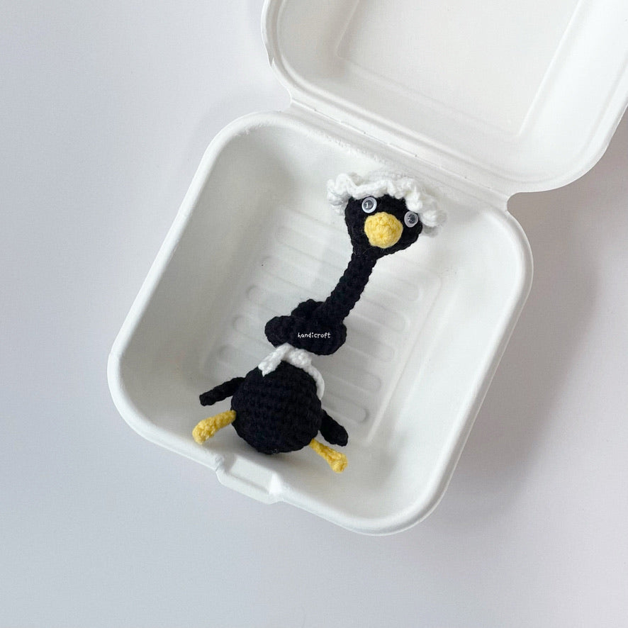 handicroft singapore handmade crochet amigurumi long neck silly goose bag accessory in black