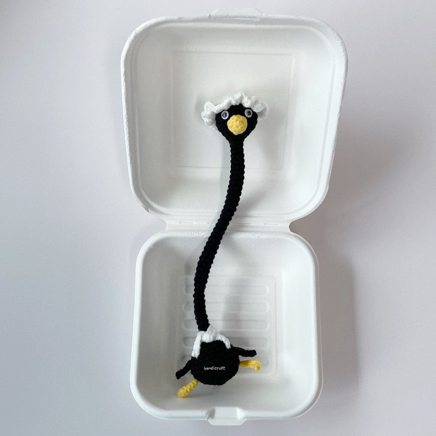handicroft singapore handmade crochet amigurumi long neck silly goose bag accessory in black