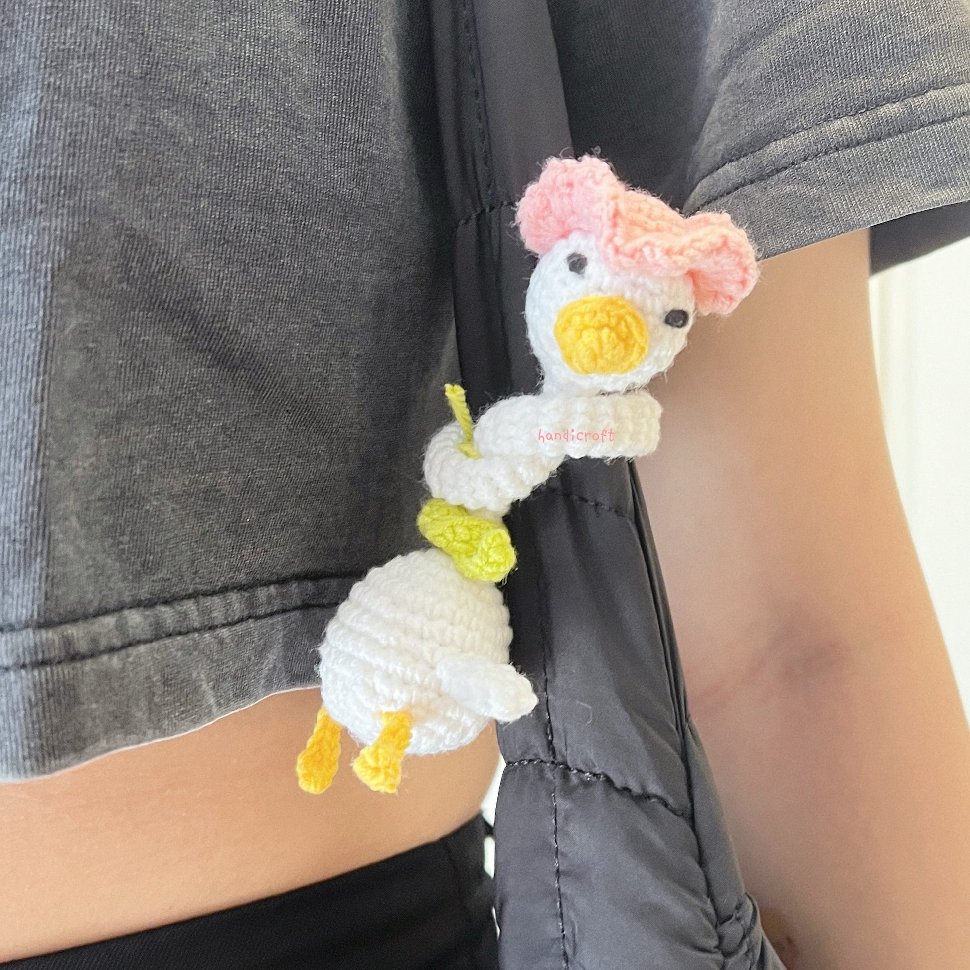 handicroft singapore handmade crochet amigurumi long neck silly goose bag accessory in pink