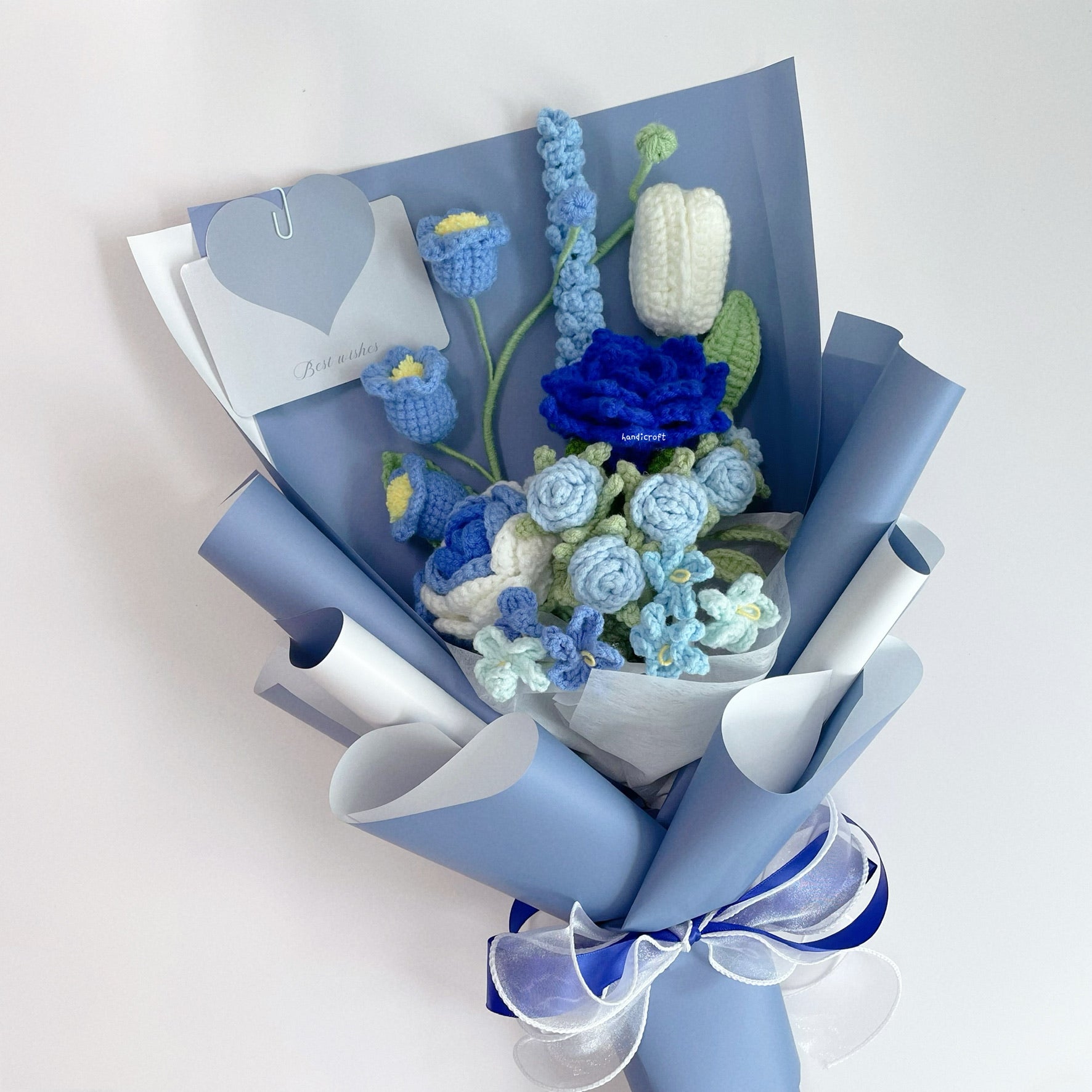 handicroft singapore handmade crochet blue flower bouquet gentle breeze